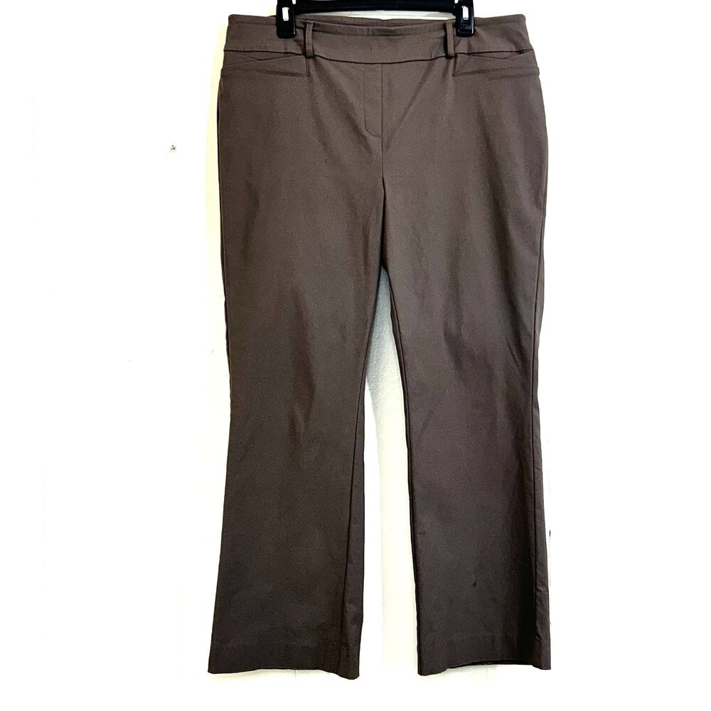 Rekucci Women's Bootcut Stretch Pants Size 16 Petite Brown High Waist Pants